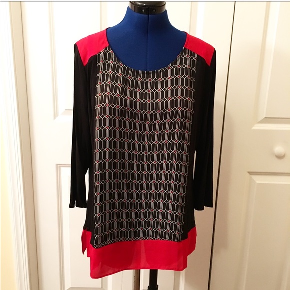 Chico's Tops - Black and Red Pattern Tunic Top